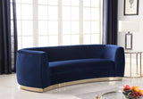 Julian Contemporary Sofa with Gold Stainless Steel Trim - Luxurious Curved Back Design for Style