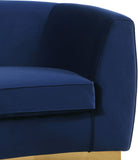 Julian Contemporary Sofa with Gold Stainless Steel Trim - Luxurious Curved Back Design for Style
