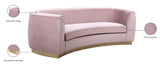 Julian Contemporary Sofa with Gold Stainless Steel Trim - Luxurious Curved Back Design for Style