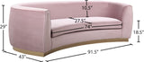 Julian Contemporary Sofa with Gold Stainless Steel Trim - Luxurious Curved Back Design for Style