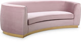 Julian Contemporary Sofa with Gold Stainless Steel Trim - Luxurious Curved Back Design for Style
