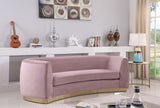 Julian Contemporary Sofa with Gold Stainless Steel Trim - Luxurious Curved Back Design for Style