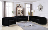 Julian Contemporary Sofa with Gold Stainless Steel Trim - Luxurious Curved Back Design for Style
