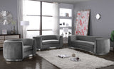 Julian Contemporary Sofa with Gold Stainless Steel Trim - Luxurious Curved Back Design for Style