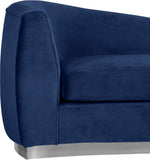 Julian Contemporary Chaise: Luxurious Velvet Design with Gold Stainless Steel Base for Modern Spaces