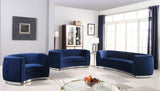 Julian Contemporary Loveseat - Luxurious Velvet Design with Stunning Gold Stainless Steel Accents