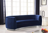 Julian Contemporary Sofa with Gold Stainless Steel Trim - Luxurious Curved Back Design for Style