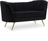 Margo Velvet Loveseat with Gold Stainless Steel Legs – Luxurious Contemporary Design for Home Elegance