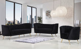 Margo Velvet Loveseat with Gold Stainless Steel Legs – Luxurious Contemporary Design for Home Elegance