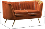Margo Velvet Loveseat with Gold Stainless Steel Legs – Luxurious Contemporary Design for Home Elegance
