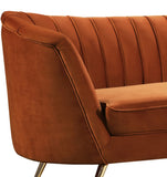 Margo Luxurious Contemporary Sofa with Gold Legs, Curved Back Design for Modern Home Elegance