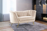 Margo Velvet Loveseat with Gold Stainless Steel Legs – Luxurious Contemporary Design for Home Elegance