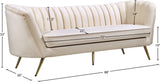 Margo Luxurious Contemporary Sofa with Gold Legs, Curved Back Design for Modern Home Elegance