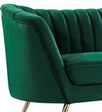Margo Velvet Lounge Chair - Luxurious Contemporary Design with Gold Stainless Steel Legs and Curved Back