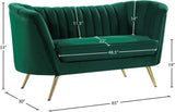 Margo Velvet Loveseat with Gold Stainless Steel Legs – Luxurious Contemporary Design for Home Elegance