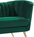 Margo Velvet Loveseat with Gold Stainless Steel Legs – Luxurious Contemporary Design for Home Elegance