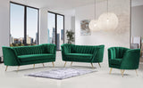Margo Velvet Loveseat with Gold Stainless Steel Legs – Luxurious Contemporary Design for Home Elegance