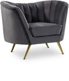 Margo Velvet Lounge Chair - Luxurious Contemporary Design with Gold Stainless Steel Legs and Curved Back