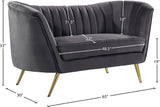 Margo Velvet Loveseat with Gold Stainless Steel Legs – Luxurious Contemporary Design for Home Elegance