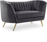 Margo Velvet Loveseat with Gold Stainless Steel Legs – Luxurious Contemporary Design for Home Elegance
