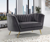 Margo Velvet Loveseat with Gold Stainless Steel Legs – Luxurious Contemporary Design for Home Elegance