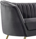 Margo Velvet Loveseat with Gold Stainless Steel Legs – Luxurious Contemporary Design for Home Elegance