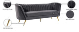 Margo Luxurious Contemporary Sofa with Gold Legs, Curved Back Design for Modern Home Elegance