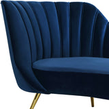 Margo Velvet Lounge Chaise with Gold Stainless Steel Legs and Curved Design for Modern Homes