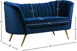 Margo Velvet Loveseat with Gold Stainless Steel Legs – Luxurious Contemporary Design for Home Elegance