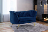 Margo Velvet Loveseat with Gold Stainless Steel Legs – Luxurious Contemporary Design for Home Elegance
