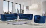 Margo Velvet Loveseat with Gold Stainless Steel Legs – Luxurious Contemporary Design for Home Elegance