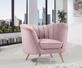 Margo Velvet Lounge Chair - Luxurious Contemporary Design with Gold Stainless Steel Legs and Curved Back