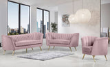 Margo Velvet Loveseat with Gold Stainless Steel Legs – Luxurious Contemporary Design for Home Elegance