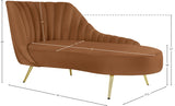 Margo Saddle Velvet Chaise – Luxurious Contemporary Lounge Sofa with Gold Legs & Curved Back Design