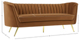 Margo Saddle Velvet Sofa - Luxurious Contemporary Design with Gold Legs, Plush Comfort & Style