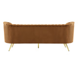 Margo Saddle Velvet Sofa - Luxurious Contemporary Design with Gold Legs, Plush Comfort & Style