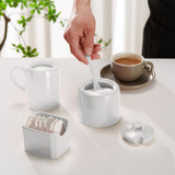 Kook Ceramic Sugar Bowl & Creamer Set, White