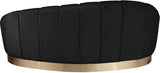 Shelly Contemporary Chaise Lounge with Unique Shell Shape and Brushed Gold Base for Stylish Spaces