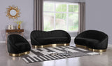 Shelly Contemporary Chaise Lounge with Unique Shell Shape and Brushed Gold Base for Stylish Spaces
