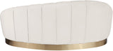 Shelly Contemporary Chaise Lounge with Unique Shell Shape and Brushed Gold Base for Stylish Spaces