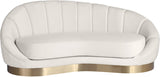 Shelly Contemporary Chaise Lounge with Unique Shell Shape and Brushed Gold Base for Stylish Spaces