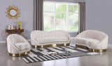 Shelly Contemporary Chaise Lounge with Unique Shell Shape and Brushed Gold Base for Stylish Spaces