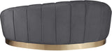 Shelly Contemporary Chaise Lounge with Unique Shell Shape and Brushed Gold Base for Stylish Spaces