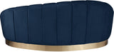 Shelly Contemporary Chaise Lounge with Unique Shell Shape and Brushed Gold Base for Stylish Spaces