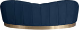 Shelly Contemporary Sofa with Unique Shell Shape and Gold Stainless Steel Base for Modern Spaces