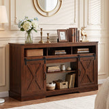 Barn Door Tv Stand 65" - Farmhouse Media Console, 5 Shelves