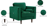 Emily Contemporary Chair with Plush Cushions, Wooden Legs, and Stylish Roll Pillows for Comfort