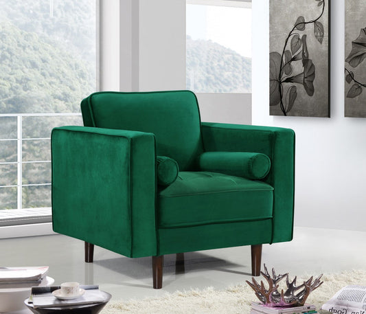 Emily Contemporary Chair with Plush Cushions, Wooden Legs, and Stylish Roll Pillows for Comfort