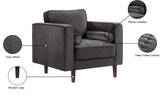 Emily Contemporary Chair with Plush Cushions, Wooden Legs, and Stylish Roll Pillows for Comfort