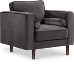 Emily Contemporary Chair with Plush Cushions, Wooden Legs, and Stylish Roll Pillows for Comfort